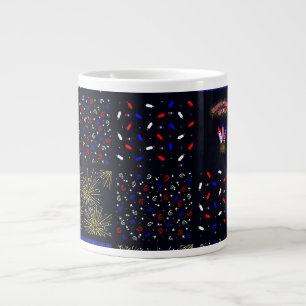 Vierter Juli-Patchwork-Muster - 4. Juli Jumbo-Tasse