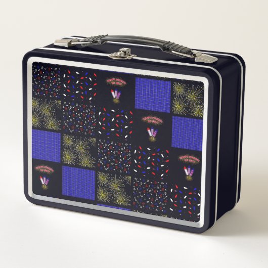 Vierter Juli-Patchwork-Muster - 4. Juli Metall Brotdose (Vorderseite)