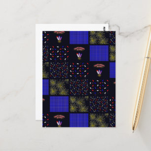 Vierter Juli-Patchwork-Muster - 4. Juli Postkarte