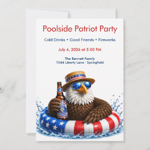 Vierter-Juli-Poolparty - Patriotischer Adler Einladung