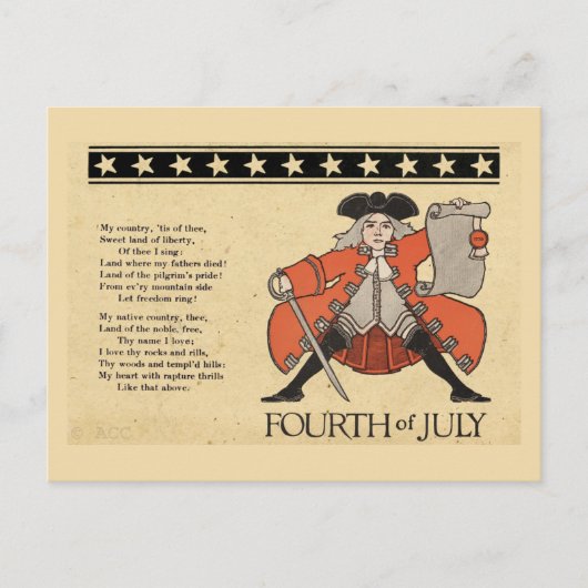 Vierter Juli Postkarte (Vorderseite)