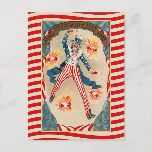 Vierter Juli Vintage Uncle Sam Postkarte (Vorderseite)