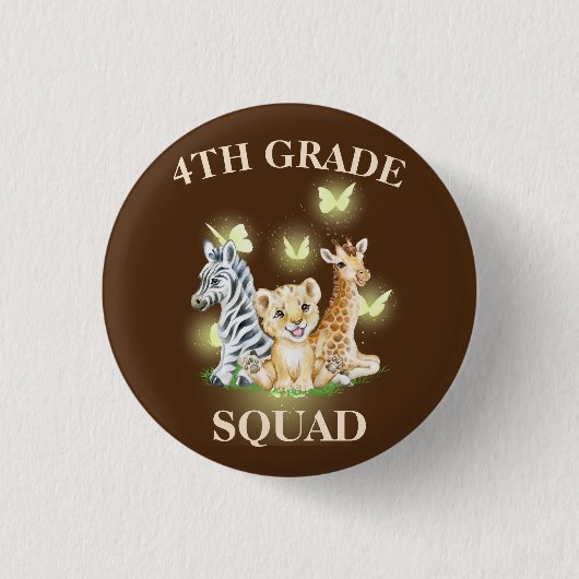 Vierter Platz Neon Wilder Zoo Zurück zur Schule Button (Vorderseite)