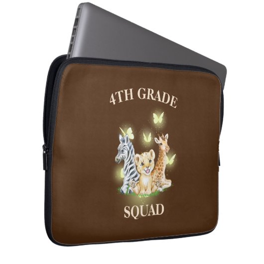 Vierter Platz Neon Wilder Zoo Zurück zur Schule Laptopschutzhülle (Vorne Rechts)