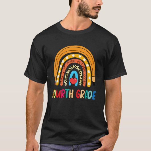 Vierter Rainbow Leopard Drucklehrer 4. Gra T-Shirt (Vorderseite)