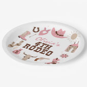 Vierter Rodeo Pink Western Cowboy 4. Geburtstag Pappteller (Schrägansicht)