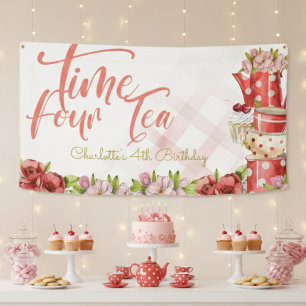 Vierter Tee, Teeblume Geburtstag Banner
