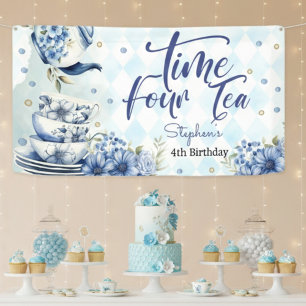 Vierter Tee, vierter Geburtstag für Kinder Banner