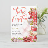 Vierter Tee, vierter Geburtstag für Kinder Einladung (Stehend Vorderseite)