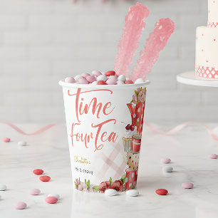 Vierter Tee, vierter Geburtstag für Kinder Pappbecher