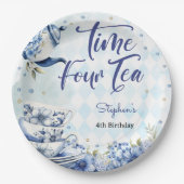 Vierter Tee, vierter Geburtstag für Kinder Pappteller (Vorderseite)