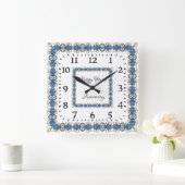 Viertes Blue Topaz Hochzeitstag Quadratische Wanduhr (Zuhause)