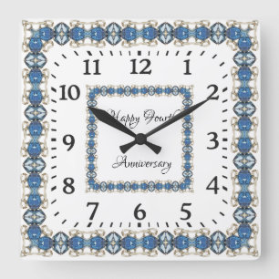 Viertes Blue Topaz Hochzeitstag Quadratische Wanduhr