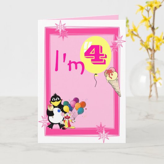 Viertes Geburtstag Karte (Gelbe Blume)