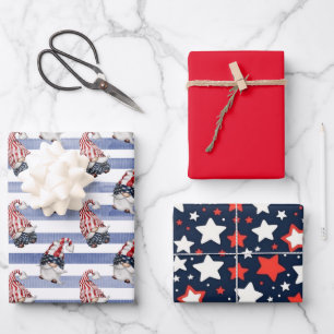 Viertes Juli-Geschenkpapier-Flat Sheet Set aus 3 Geschenkpapier Set