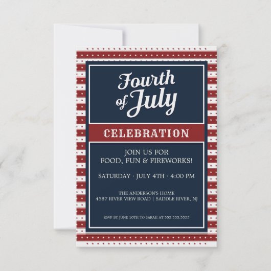 Viertes Party Juli Feierlichkeiten Star Einladung (Vorderseite)