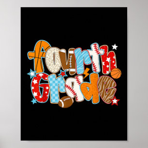 Viertklässler Zurück zur Schule Baseball Basketbal Poster