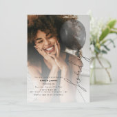 Vierty Balloon String | Foto 40. Geburtstag Party Einladung (Stehend Vorderseite)