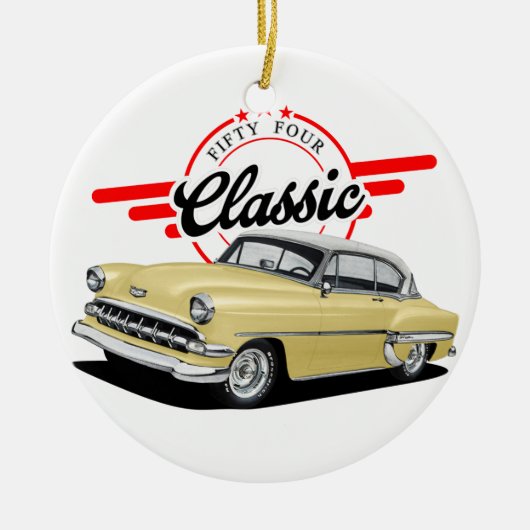 Vierundfünfzig klassische Autos Keramik Ornament (Vorne)