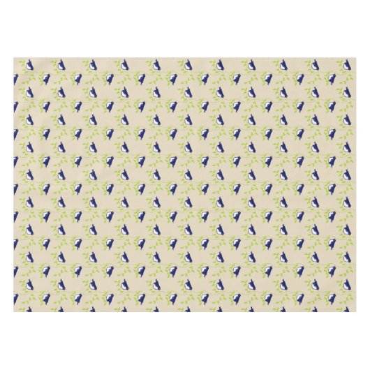 Vierundfünfzig - Tischtuch von zwei blauen Vögeln Tischdecke (Vorderseite (Horizontal))