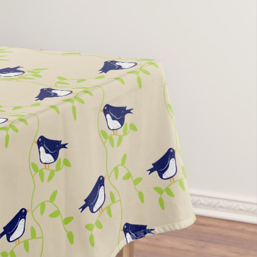 Vierundfünfzig - Tischtuch von zwei blauen Vögeln Tischdecke (Beispiel)