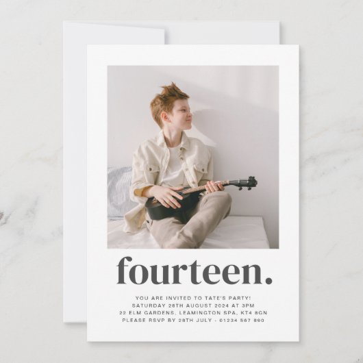 Vierzehn Square Foto Erster Geburtstag Einladung (Vorderseite)
