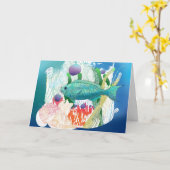 Vierzehn Tage Fisch sagt Hallo. Karte (Gelbe Blume)