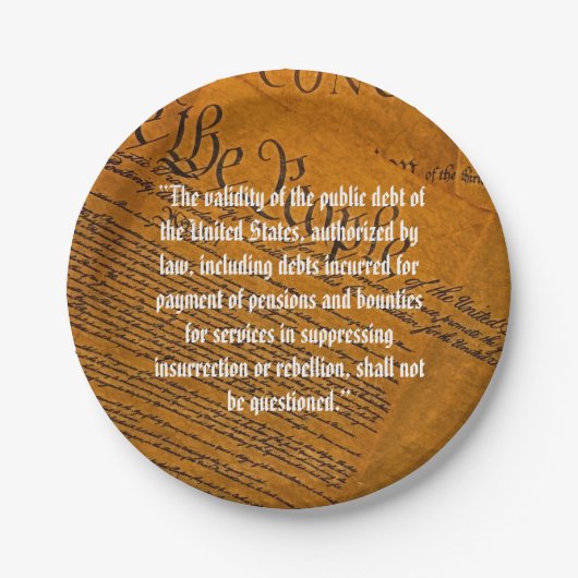 Vierzehnter Änderungsantrag Öffentliche Schulden Pappteller (Vorderseite)