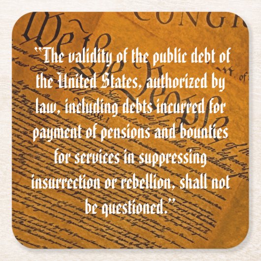 Vierzehnter Änderungsantrag Öffentliche Schulden Rechteckiger Pappuntersetzer (Vorderseite)