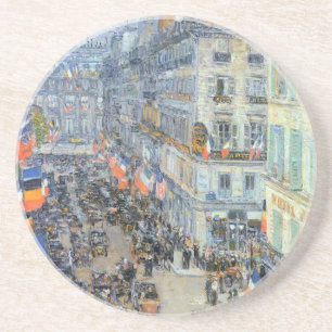 Vierzehnter Juli, Rue Daunou von Childe Hassam Sandstein Untersetzer