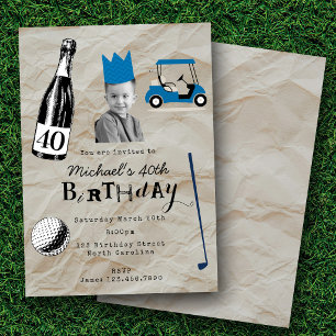 Vierzig 40. Geburtstag Benutzerfoto Lustig Golf Einladung