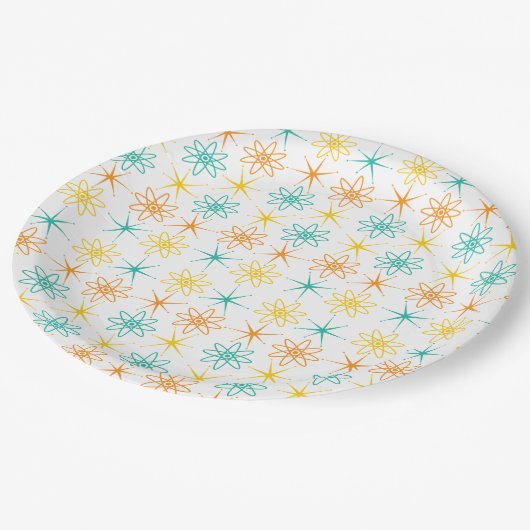 Vierzig - Atome und Sternenpapiertafel Pappteller (Schrägansicht)