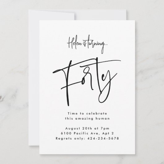 vierzig einladung (Vorderseite)