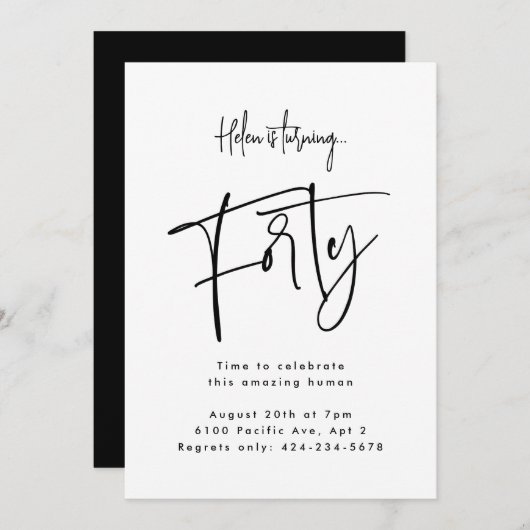 vierzig einladung (Vorne/Hinten)