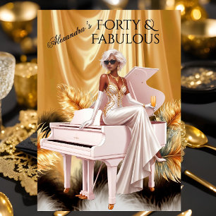Vierzig Fabelhafte Elegante Geburtstags Gold Weiß Einladung