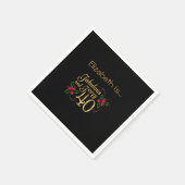 Vierzig fabelhafte Gold Black Rote Rosen Geburtsta Serviette (Ecke)