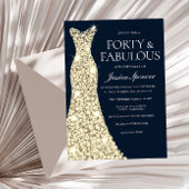 Vierzig & Fabulous!! Gold Dress Gown 40. Geburtsta Einladung