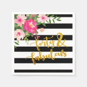 Vierzig & Fabulous Napkin - Schwarz/Weiß Streifen Serviette (Vorderseite)