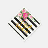 Vierzig & Fabulous Napkin - Schwarz/Weiß Streifen Serviette (Ecke)