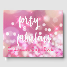 Vierzig & Fabulous Pink Sparkle Glamour Gästebuch