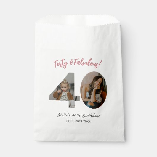 Vierzig & Fantastisch Benutzerdefiniertes Foto 40. Geschenktütchen (Vorderseite)