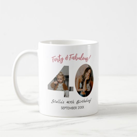 Vierzig & Fantastisch Benutzerdefiniertes Foto 40. Kaffeetasse (Links)