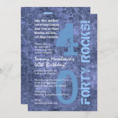 Vierzig Felsen! 40. Geburtstag Blue Jeans Grunge Einladung (Vorne/Hinten)
