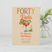 Vierzig Fiesta farbenfrohe Margarita 40. Geburtsta Einladung (Stehend Vorderseite)