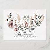 Vierzig Florals - 40. Geburtstag - Silber Folieneinladung (Vorderseite)