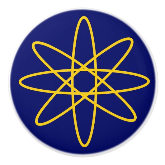 Vierzig - gelber Atomknopf Keramikknauf (Vorderseite)