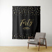 vierzig | Gold & Black 40. Geburtstag Party Hinter Wandteppich (Beispiel)