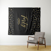 vierzig | Gold & Black 40. Geburtstag Party Hinter Wandteppich (Beispiel (Horizontal))