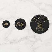 vierzig | Gold & Black Confetti 40. Geburtstag Par Konfetti (Vorderseiten)