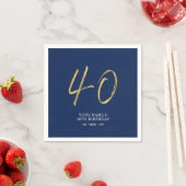 vierzig | Gold & Navy Blue Lettering 40. Geburtsta Serviette (Beispiel)